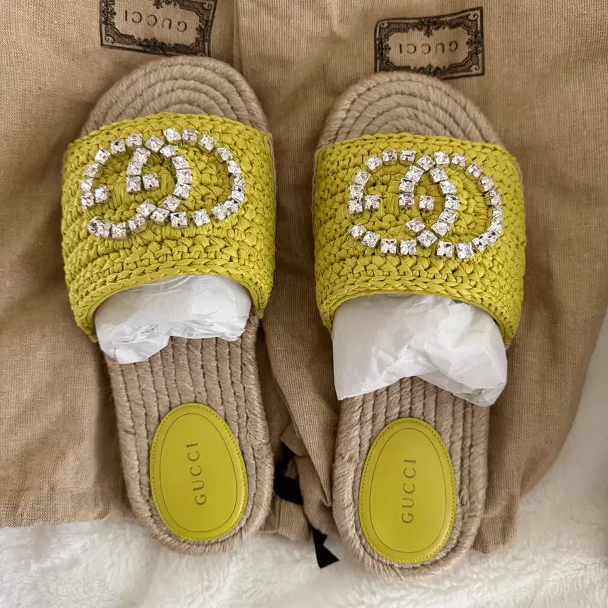 [BUNJANG] Gucci Espadrille Slippers Lime / 구찌 에스파듀 슬리퍼 라임