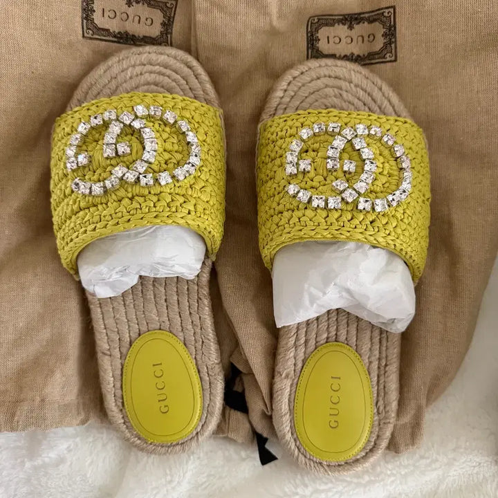 [BUNJANG] Gucci Espadrille Slippers Lime / 구찌 에스파듀 슬리퍼 라임