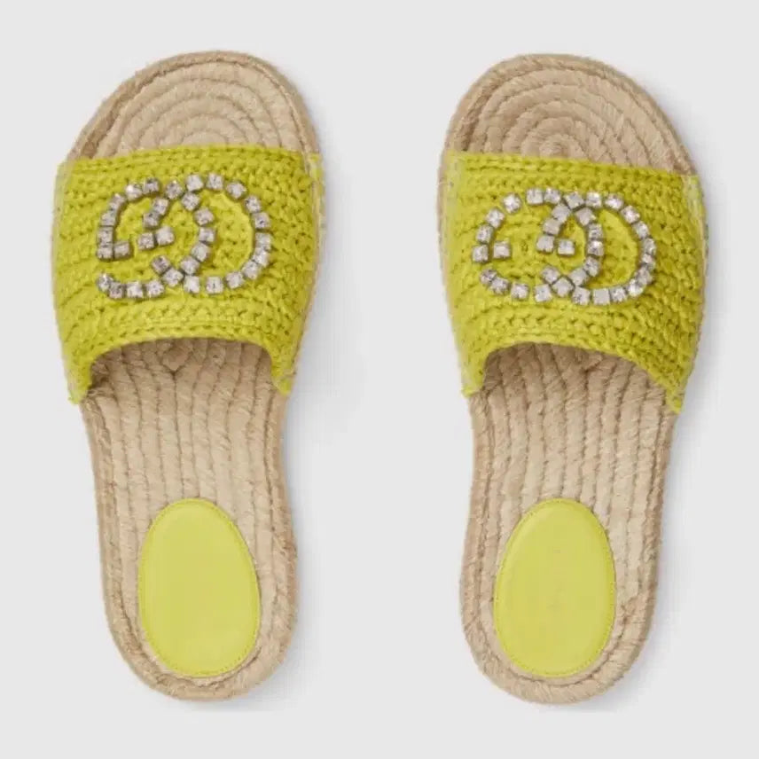 [BUNJANG] Gucci Espadrille Slippers Lime / 구찌 에스파듀 슬리퍼 라임
