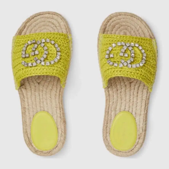 [BUNJANG] Gucci Espadrille Slippers Lime / 구찌 에스파듀 슬리퍼 라임