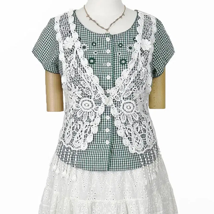 [BUNJANG] Vintage Tassel Crochet Vest / 일본빈티지 태슬크로셰뜨개 크로쉐베스트조끼화이트모리걸하구미룩갸루y2k히피