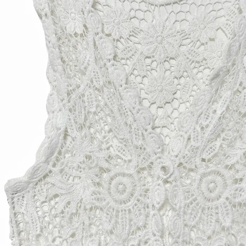 [BUNJANG] Vintage Tassel Crochet Vest / 일본빈티지 태슬크로셰뜨개 크로쉐베스트조끼화이트모리걸하구미룩갸루y2k히피