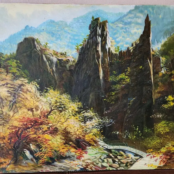 [BUNJANG] Kim Chun-jeon "Seonam Mountain" Oil Painting / 김춘전 삼선암 유화 그림