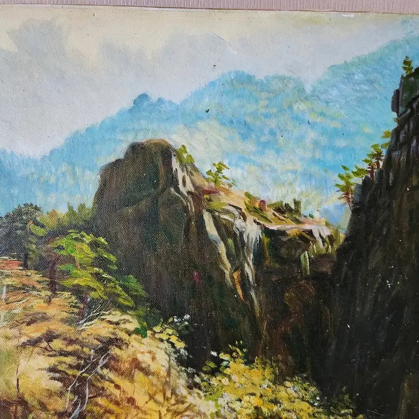 [BUNJANG] Kim Chun-jeon "Seonam Mountain" Oil Painting / 김춘전 삼선암 유화 그림