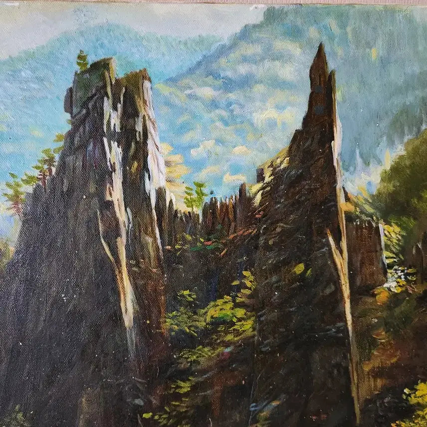 [BUNJANG] Kim Chun-jeon "Seonam Mountain" Oil Painting / 김춘전 삼선암 유화 그림