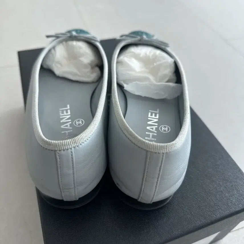 [SOLD OUT] 샤넬 발레리나 플랫 블루/그레이 37.5