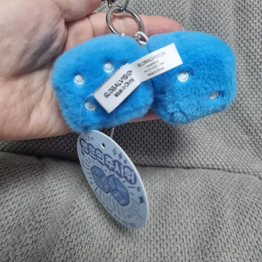 [BUNJANG] Blue Lucky Dice Plush Keychain / 행운의 주사위 파란색 인형키링