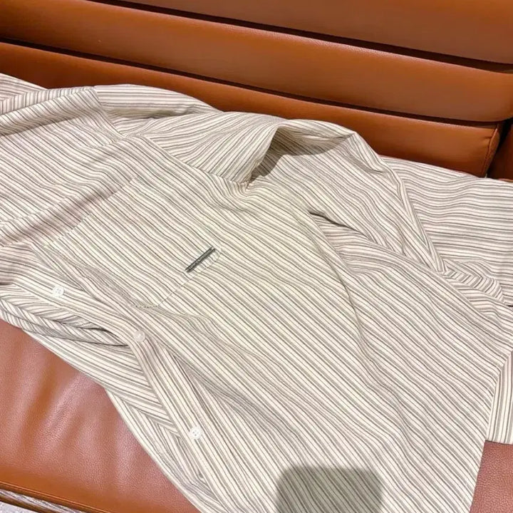 [BUNJANG] Moonfever Soft Tailor Stripe Pocket Shirt / 문피버 소프트 테일러 스트라이프 포켓 셔츠