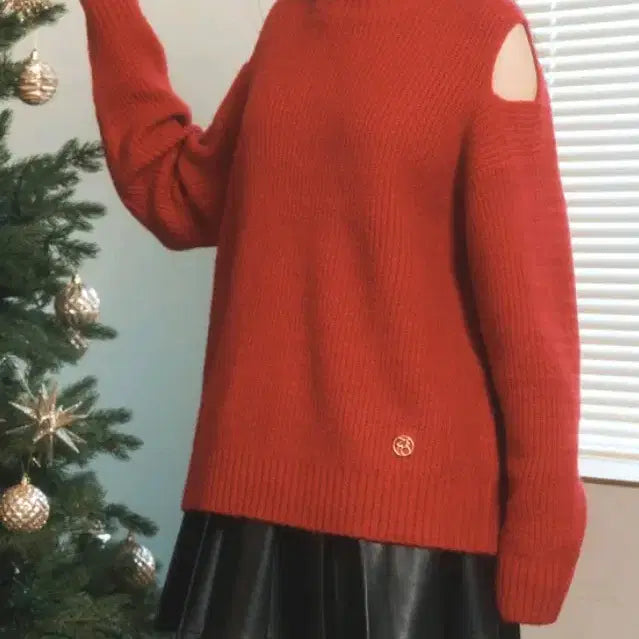 [BUNJANG] Zero Street Cashmere Velvet Ribbon Sweater / 제로스트릿 캐시미어 벨벳 리본 스웨터, 레드, free