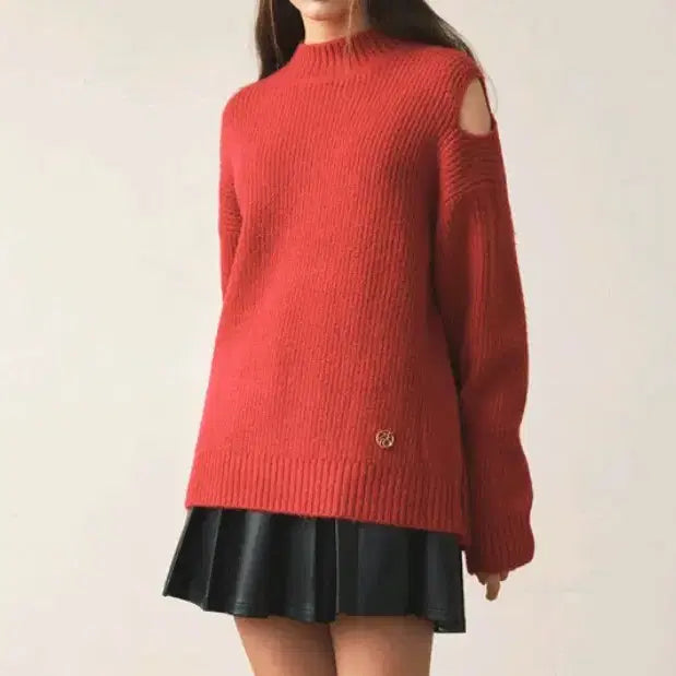 [BUNJANG] Zero Street Cashmere Velvet Ribbon Sweater / 제로스트릿 캐시미어 벨벳 리본 스웨터, 레드, free