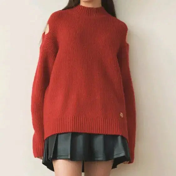 [BUNJANG] Zero Street Cashmere Velvet Ribbon Sweater / 제로스트릿 캐시미어 벨벳 리본 스웨터, 레드, free