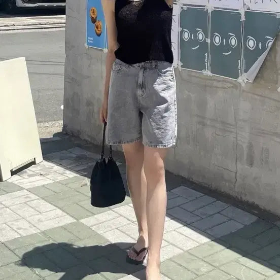 [BUNJANG] Yoonbling Ccllina Shorts (Black/Gray) - Size L / (급처/이사) 윤블링 끌리나 반바지 L사이즈 (블랙/그레이)