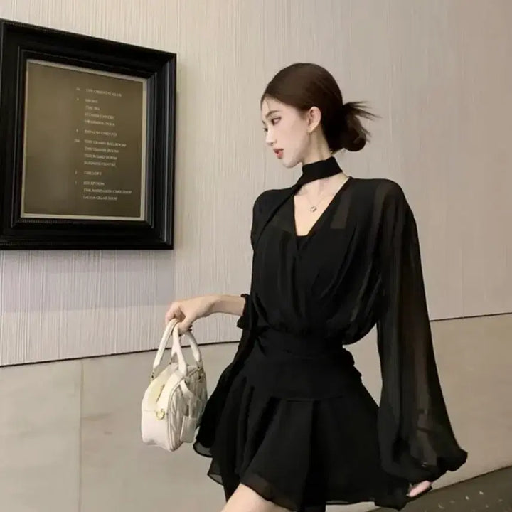 [BUNJANG] Tie Mini Dress Guest Look / 타이 미니 원피스 하객룩