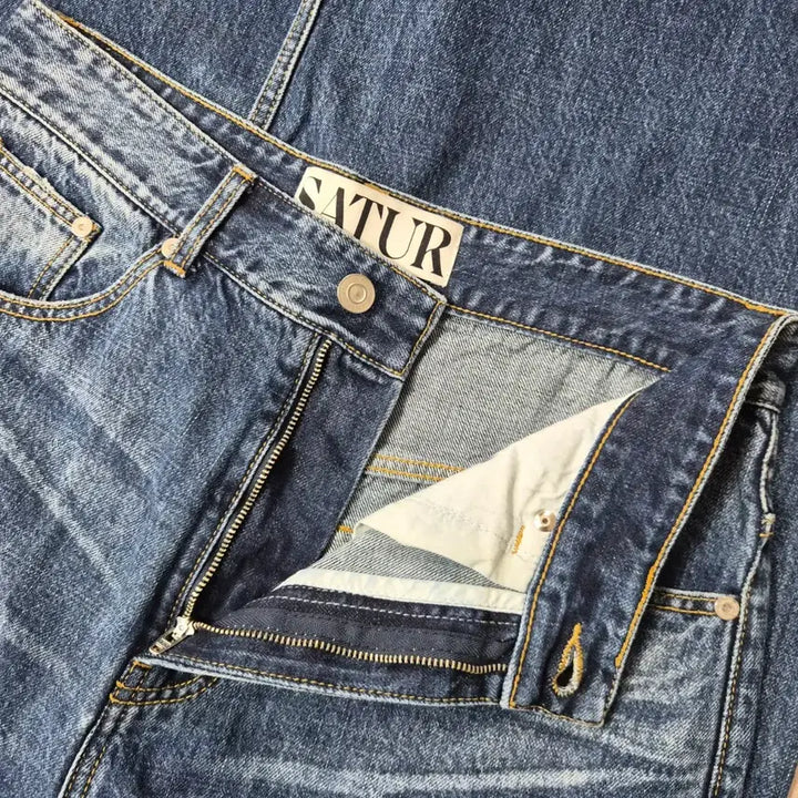 [BUNJANG] SATUR Vintage Washed Wide Jeans / SATUR 세터 빈티지워싱 와이드 d297