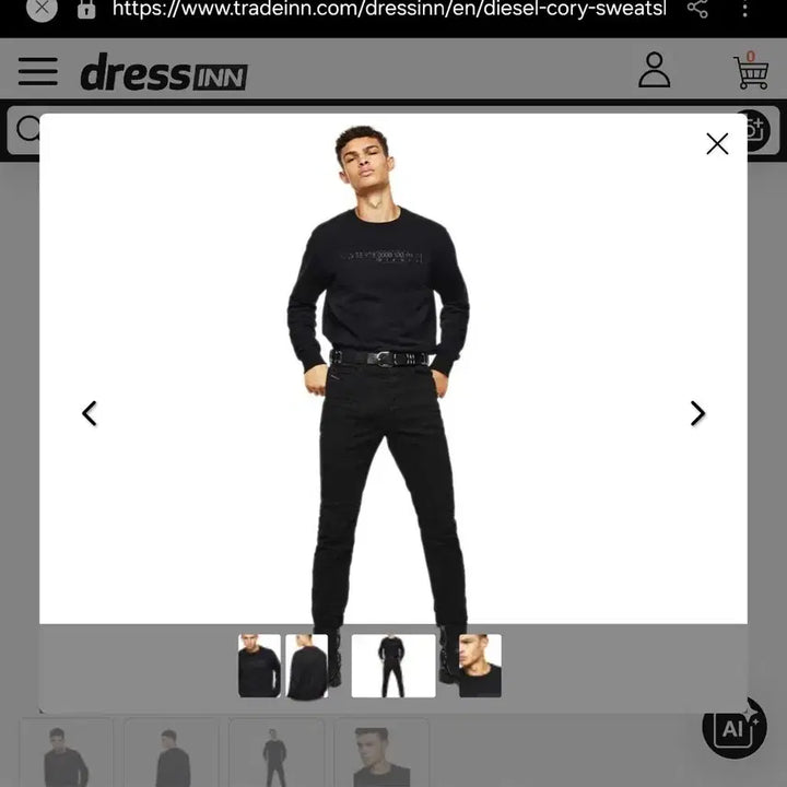 [BUNJANG] Diesel Black Sweatshirt T-Shirt / (1266)디젤 블랙 맨투맨 티셔츠S