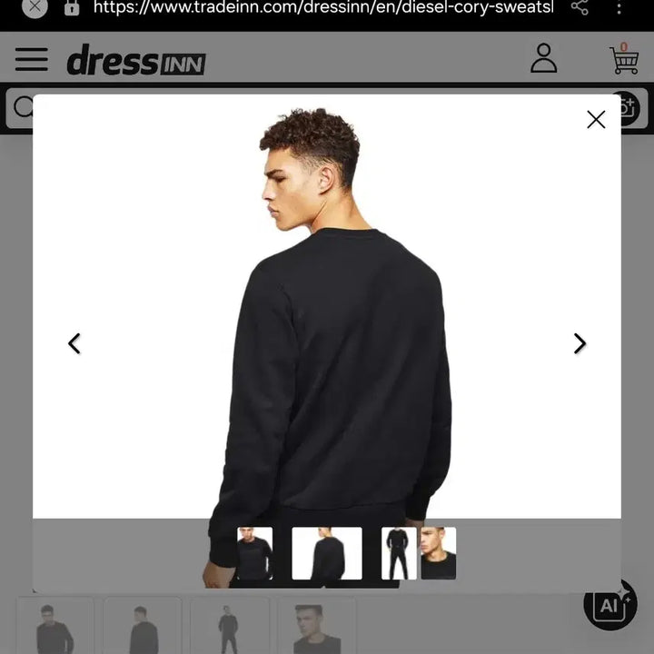 [BUNJANG] Diesel Black Sweatshirt T-Shirt / (1266)디젤 블랙 맨투맨 티셔츠S