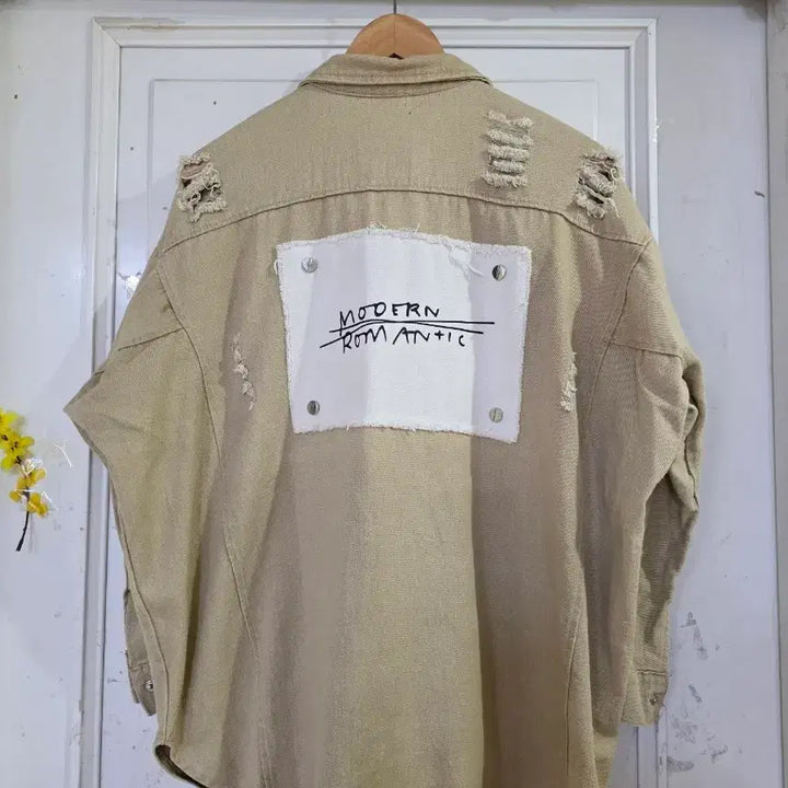 [BUNJANG] Spring Beige Washed Cotton Shirt Jacket / 봄   워싱 셔츠 면 디자인이쁜  베이지  깨끗해요  가슴단면63