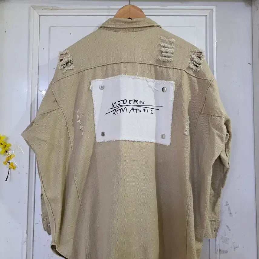 [BUNJANG] Spring Beige Washed Cotton Shirt Jacket / 봄   워싱 셔츠 면 디자인이쁜  베이지  깨끗해요  가슴단면63