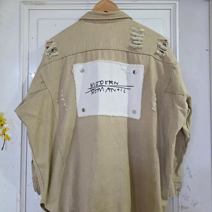 [BUNJANG] Spring Beige Washed Cotton Shirt Jacket / 봄   워싱 셔츠 면 디자인이쁜  베이지  깨끗해요  가슴단면63