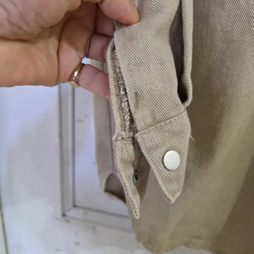 [BUNJANG] Spring Beige Washed Cotton Shirt Jacket / 봄   워싱 셔츠 면 디자인이쁜  베이지  깨끗해요  가슴단면63