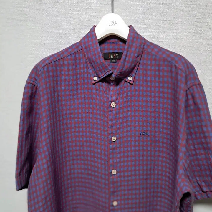 [BUNJANG] Daks Checkered Short-Sleeve Shirt / 닥스 마100% 체크 반팔 셔츠 남방 남성의류 100 가격더내림
