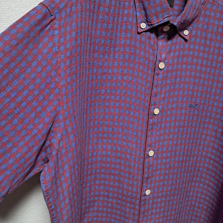 [BUNJANG] Daks Checkered Short-Sleeve Shirt / 닥스 마100% 체크 반팔 셔츠 남방 남성의류 100 가격더내림