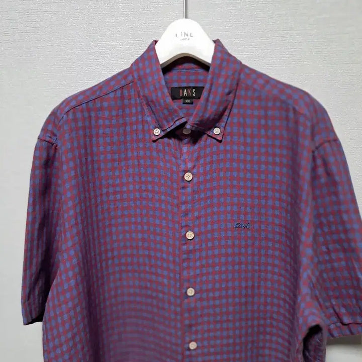 [BUNJANG] Daks Checkered Short-Sleeve Shirt / 닥스 마100% 체크 반팔 셔츠 남방 남성의류 100 가격더내림
