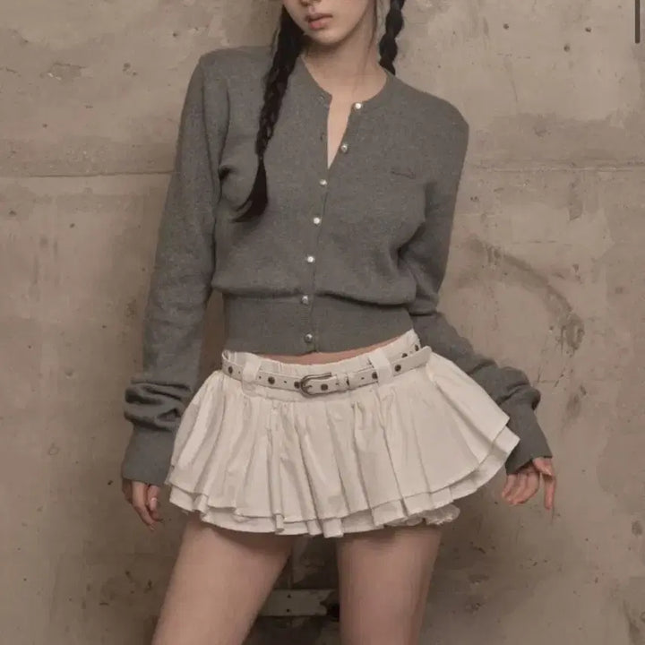 [SOLD OUT] (새상품) 카키포인트 스커트+벨트