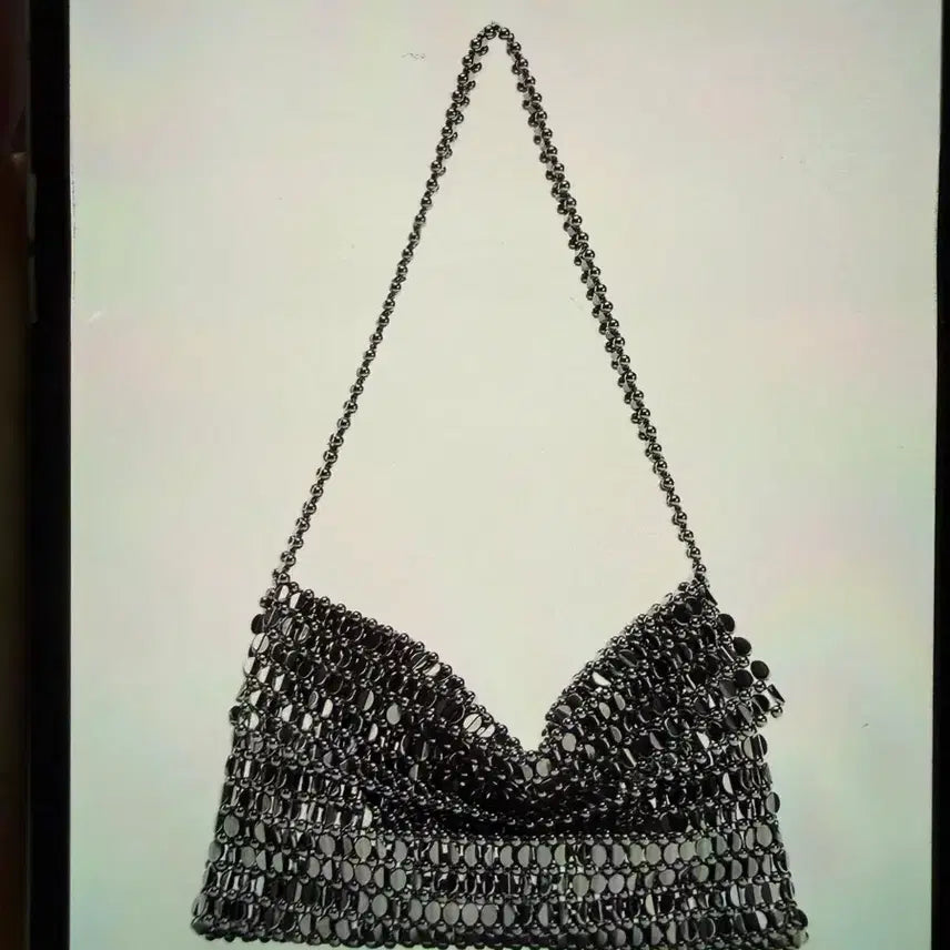 [BUNJANG] ZARA Metal Bead Shoulder Bag (Gunmetal Silver) / 자라 메탈 비즈 숄더백 (건메탈 실버)
