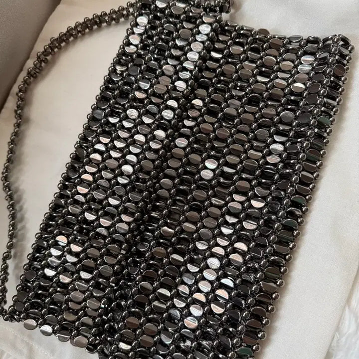 [BUNJANG] ZARA Metal Bead Shoulder Bag (Gunmetal Silver) / 자라 메탈 비즈 숄더백 (건메탈 실버)