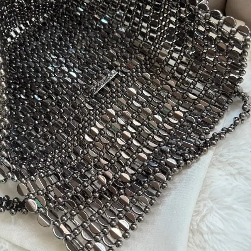 [BUNJANG] ZARA Metal Bead Shoulder Bag (Gunmetal Silver) / 자라 메탈 비즈 숄더백 (건메탈 실버)
