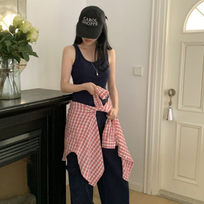 [BUNJANG] Ablie Red Check Shirt / 에이블리 환승연애 민경st 레드 체크 셔츠