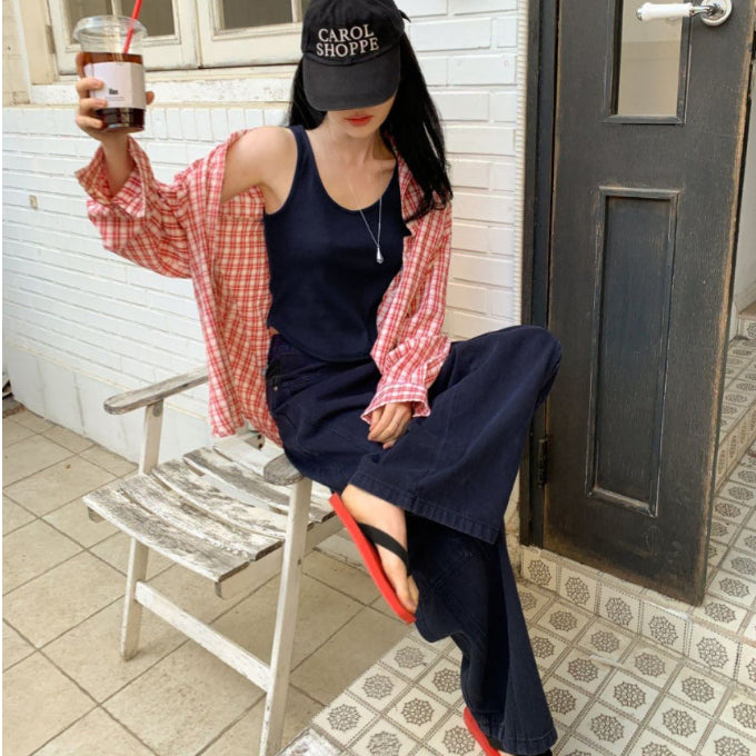 [BUNJANG] Ablie Red Check Shirt / 에이블리 환승연애 민경st 레드 체크 셔츠