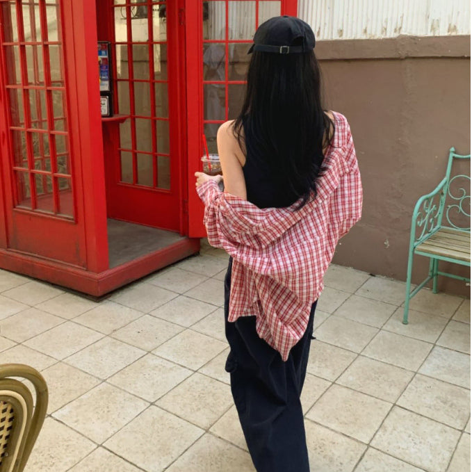 [BUNJANG] Ablie Red Check Shirt / 에이블리 환승연애 민경st 레드 체크 셔츠