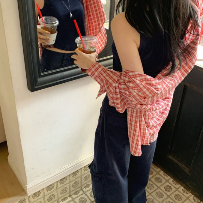 [BUNJANG] Ablie Red Check Shirt / 에이블리 환승연애 민경st 레드 체크 셔츠