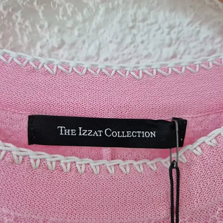 [BUNJANG] The Izzat Pink Summer Knit Lace Point Top / 새상품)더아이잗 핑크 여름 니트 레이스 포인트