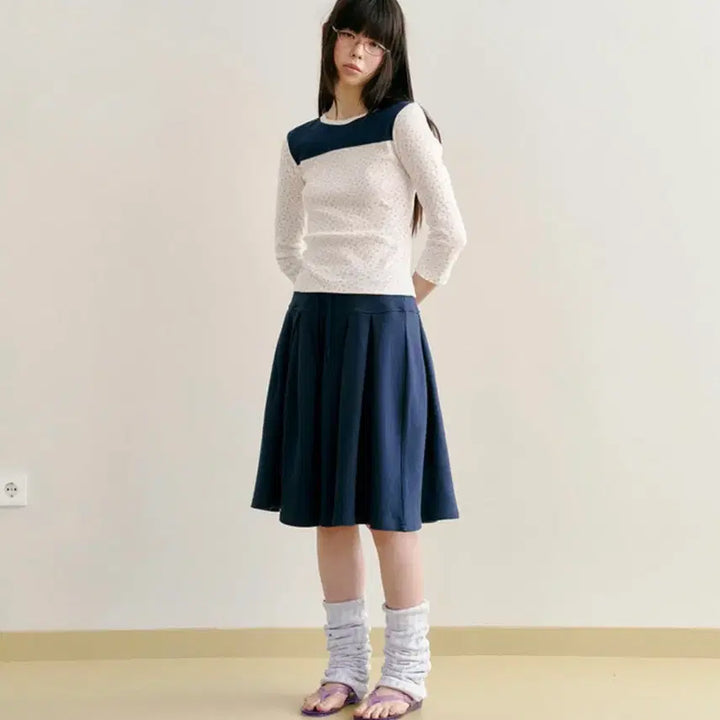 [BUNJANG] Funfromfun Pleats Jersey Skirt Navy Free Size / 펀프롬펀 Pleats Jersey Skirt