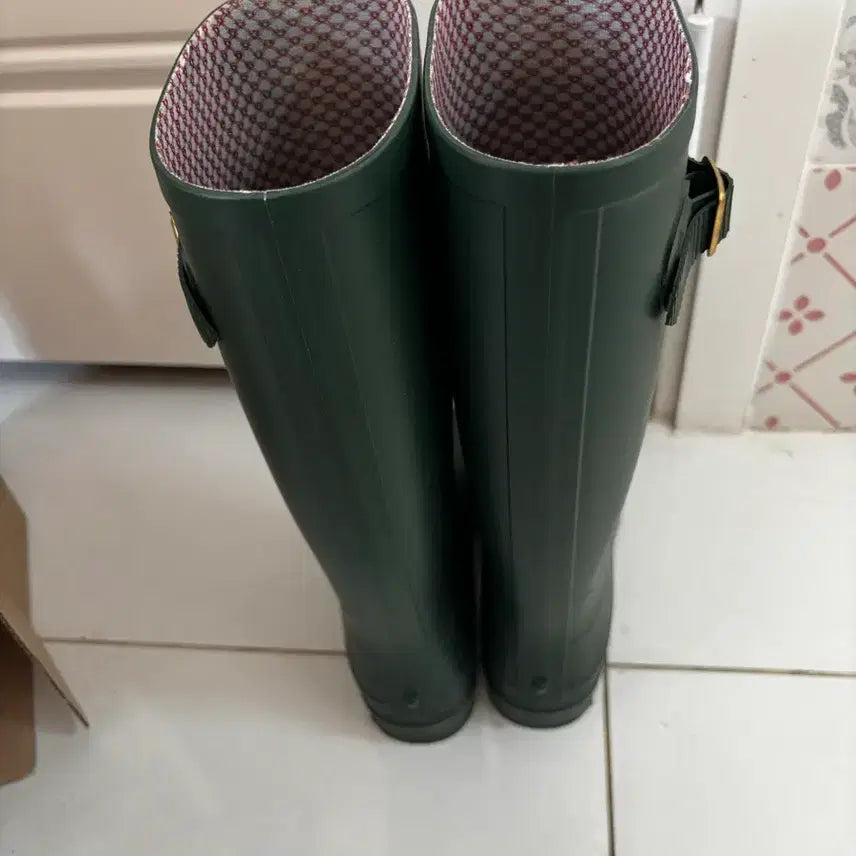 [BUNJANG] Green Checkered Rain Boots / 그린 레인부츠