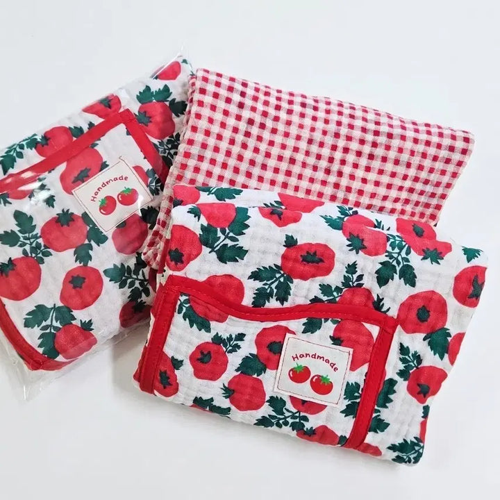 [BUNJANG] Double-Sided Tomato Print Waist Apron / 토마토 허리 앞치마