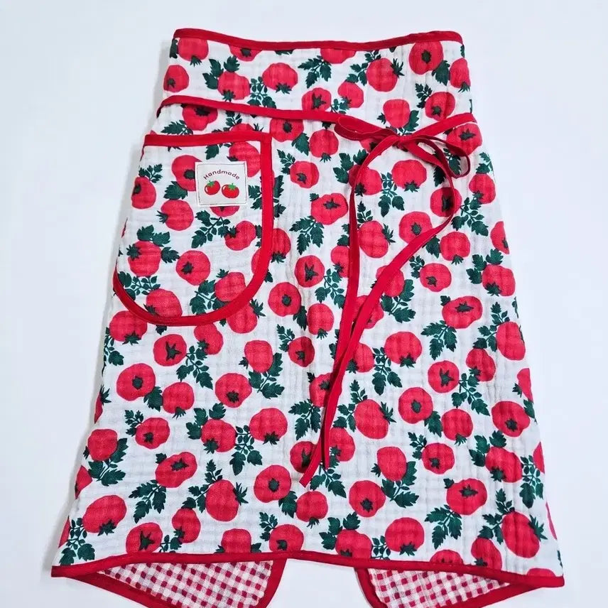[BUNJANG] Double-Sided Tomato Print Waist Apron / 토마토 허리 앞치마