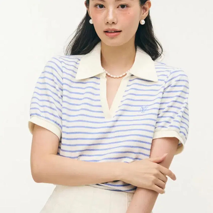 [SOLD OUT] 유어네임히얼 행복한 여름 베이직 카라티 반팔 새상품 스트라이프 티셔츠