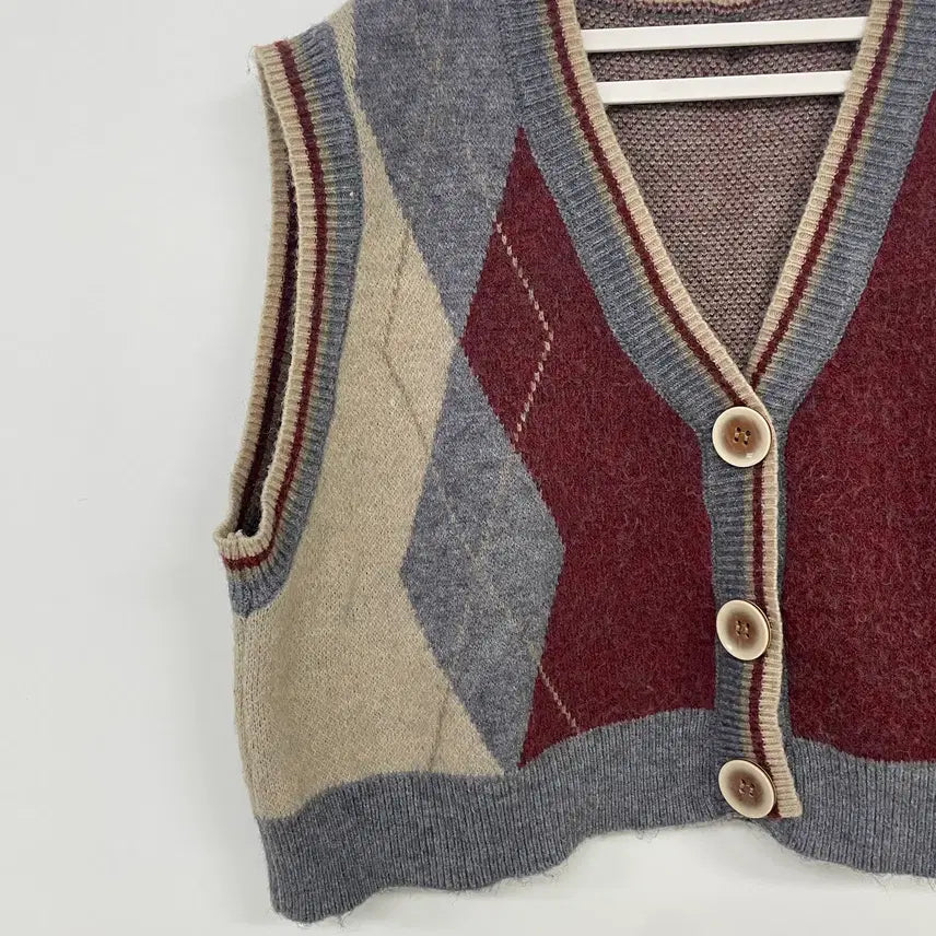 [BUNJANG] Vintage Argyle Knit Vest / 빈티지 아가일 니트조끼