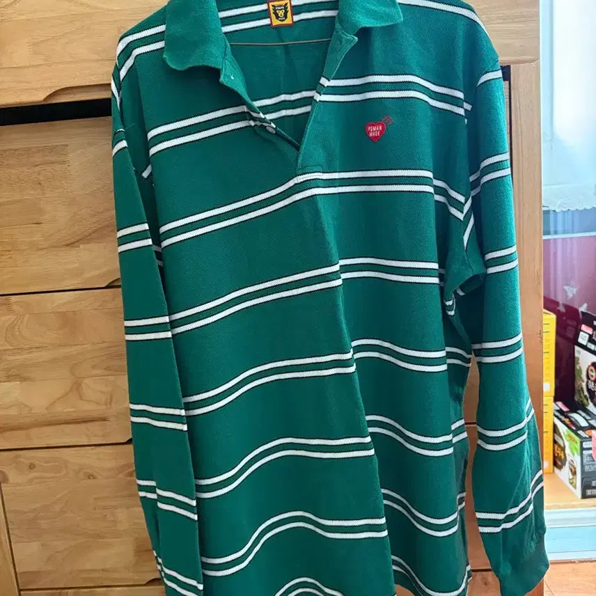 [BUNJANG] Human Made Long Sleeve Polo Shirt - Green (XL) / [XL] 휴먼 메이드 롱슬리브 폴로 셔츠 그린