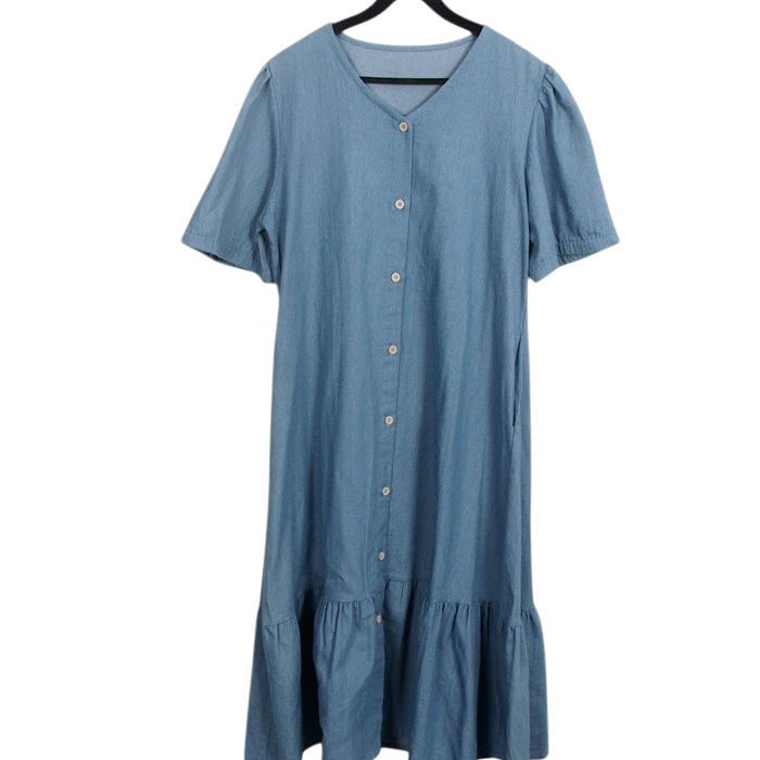 [BUNJANG] Simple Short-Sleeve Shirt Dress (Size 66) / 여성66/ 심플리 반팔 셔츠원피스BL 36-39