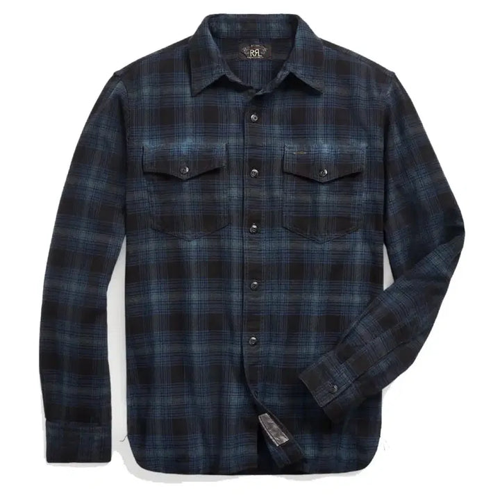 [BUNJANG] RRL Blue Black Check Shirt / [M] RRL 더블알엘 블루 블랙 체크 셔츠
