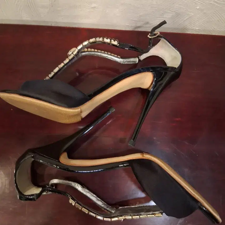 [BUNJANG] Giuseppe Zanotti Black Leather Heel Sandals / 쥬세페자노티 블랙 힐 샌들