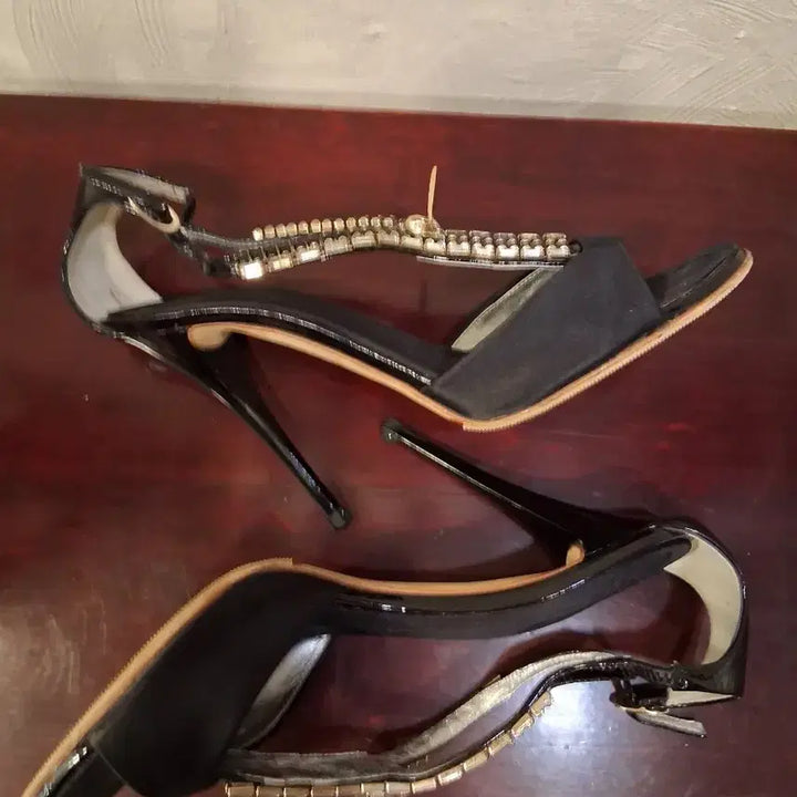 [BUNJANG] Giuseppe Zanotti Black Leather Heel Sandals / 쥬세페자노티 블랙 힐 샌들