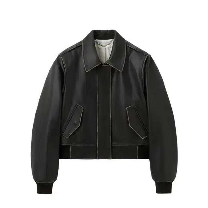 [BUNJANG] Moon Sun Angular Leather Jacket Aging Brown L / (새상품) 문선 앵귤러 레더 자켓 에이징 브라운 L