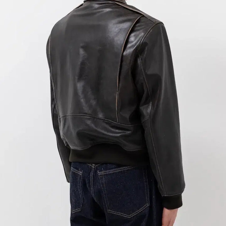 [BUNJANG] Moon Sun Angular Leather Jacket Aging Brown L / (새상품) 문선 앵귤러 레더 자켓 에이징 브라운 L