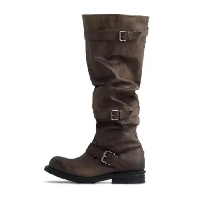 [SOLD OUT] 네거티브쓰리 니하이 슬라우치 부츠_워시드브라운
